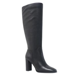 Kenneth Cole NY Women's Lowell Leather Knee High Block Heel Boots Black Size 11